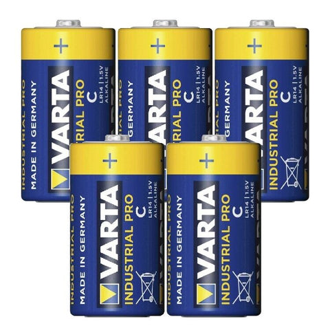 5x Varta Industrial Pro C LR14 1.5V Alkaline Batteries 7800mAh Made in Germany