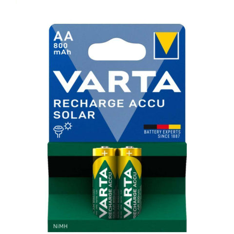 2x Varta Recharge Accu Solar AA 800mAh NiMH 1.2V Rechargeable Batteries