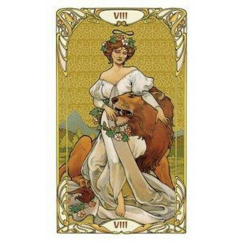Golden Art Nouveau Tarot Mini Deck with Velvet Bag by Lo Scarabeo