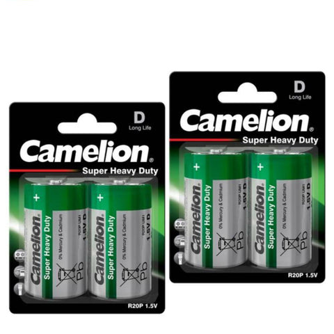 4x Camelion D R20 Batteries 1.5V Zinc Carbon Super Heavy Duty Long Life