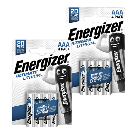 8x Energizer Ultimate Lithium AAA L92 Batteries 1.5V LR03 FR03