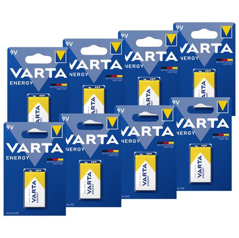 8x Varta 9V Energy Alkaline Batteries E-Block MN1604 6LP3146