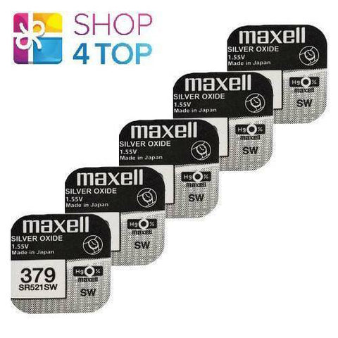 5x Maxell 379 SR521SW Silver Oxide 1.55V Watch Batteries Made in Japan
