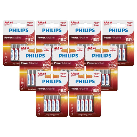 36x Philips Power AAA Alkaline Batteries LR03 1.5V Blister Packs