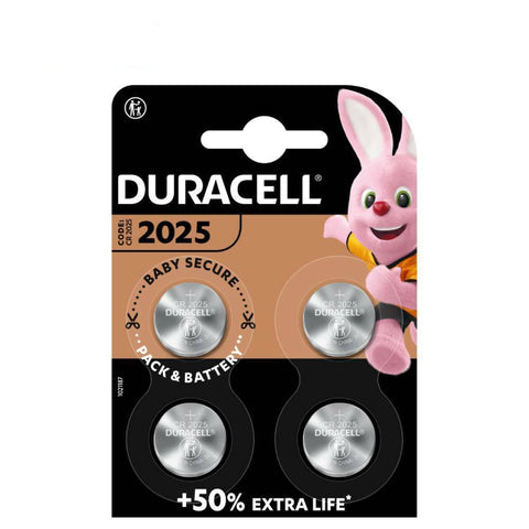 4x Duracell CR2025 3V Lithium Coin Cell Batteries Watch Key Fob