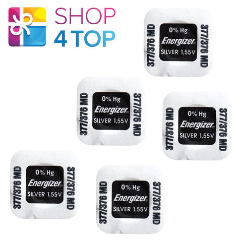 5 Energizer 377 376 Sr626Sw Batteries Silver 1.55V Watch Battery 2027 1Bl NEW