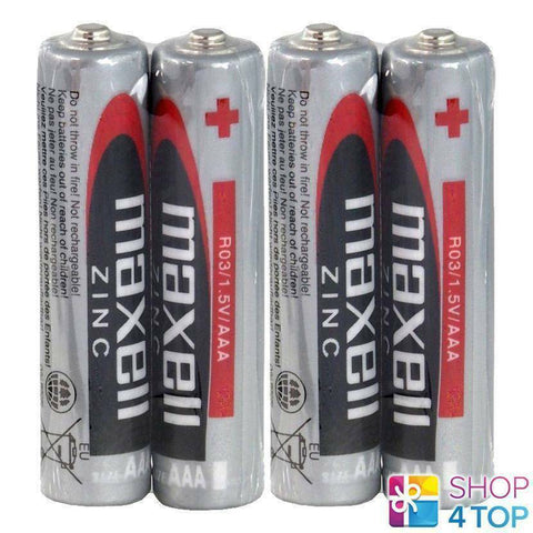 4x Maxell AAA 1.5V Zinc Carbon LR03 R03 Micro Batteries for Low Drain