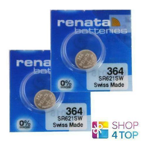 2 Renata 364 Sr621Sw Batteries Silver 1.55V Watch Swiss Made NEW