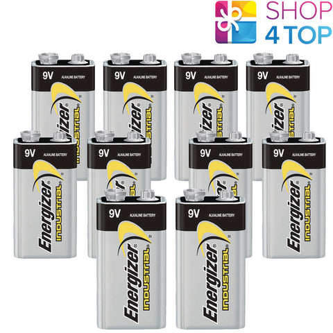 10x Energizer Industrial 9V Alkaline Battery 6LR61 6LF22 MN1604 Block