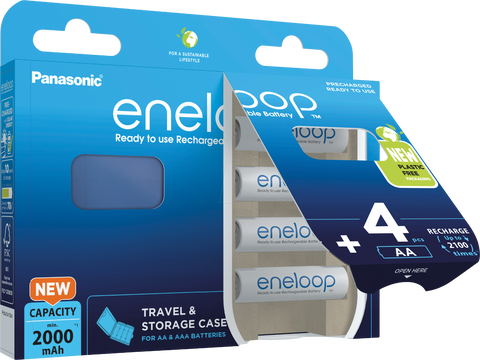 12 Panasonic Eneloop Rechargeable Aa Hr6 Batteries Storage Case 1.2V 2000Mah NEW