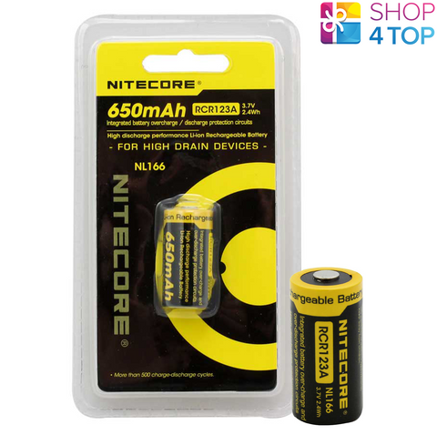 Nitecore NL166 16340 RCR123A 3.7V 650mAh Li-Ion Rechargeable Battery