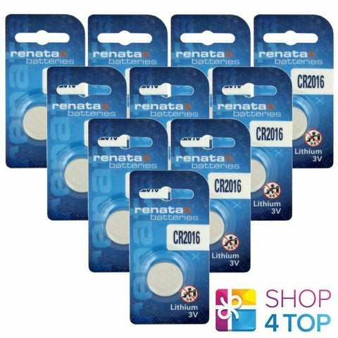 10 Renata Cr2016 Lithium Batteries 3V Cell Coin Button Dl2016 Exp 2030 NEW