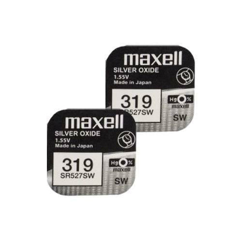 2x Maxell 319 SR527SW SR64 1.55V Silver Oxide Watch Batteries