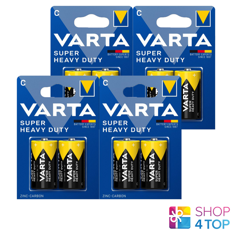 8 Varta Super Heavy Duty C Lr14 Zink-Carbon Batteries 1.5V Baby NEW