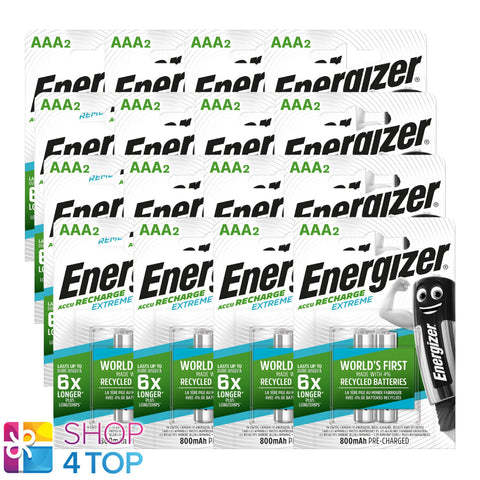 32 Energizer Rechargeable Extreme Aaa Hr03 Batteries 1.2V 800Mah 2Bl Blister NEW