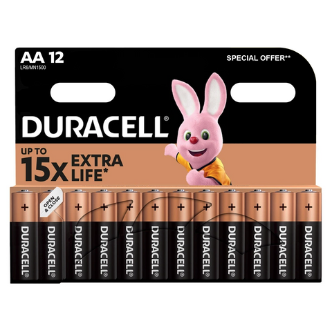 12x Duracell AA LR6 1.5V Alkaline Batteries Duralock Long Lasting