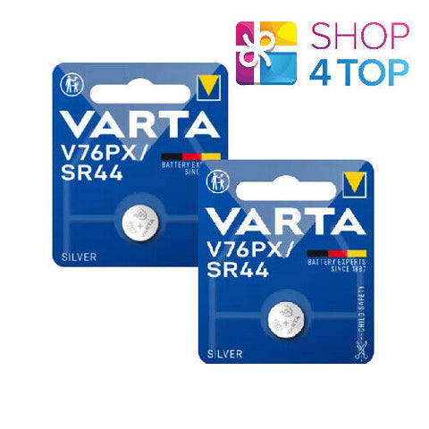 2 Varta V76Px Sr44 Batteries Silver 1.55V Coin Cell Watch 1Bl Blue NEW