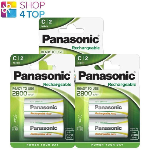 6x Panasonic C Rechargeable Batteries 2800mAh NiMH 1.2V Ready to Use