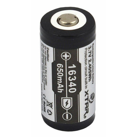4x XTAR 16340 Protected 3.7V Li-Ion Rechargeable Battery 650mAh