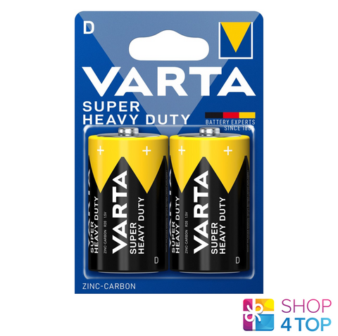 2x Varta Super Heavy Duty D LR20 1.5V Zinc-Carbon Batteries