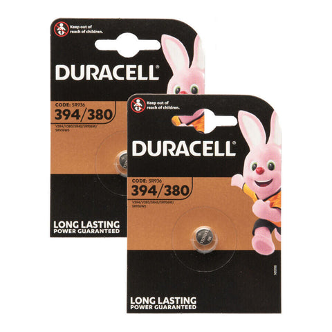 2x Duracell 394 380 SR936W Silver Oxide 1.55V Watch Batteries