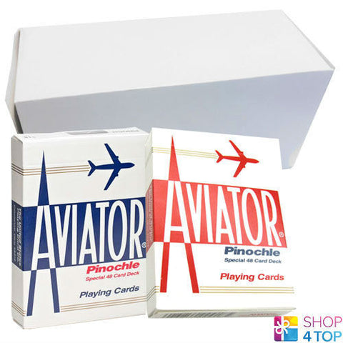 12 Aviator Playing Cards Decks Pinochle Standard Index 6 Blue 6 Red Poker Box