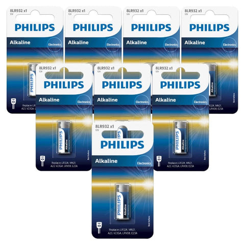 8x Philips 12V A23 MN21 8LR932 Alkaline Batteries for Remote & Alarm