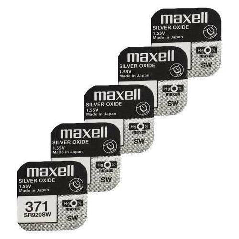5x Maxell 371 370 SR920SW Silver Oxide 1.55V Watch Batteries Japan