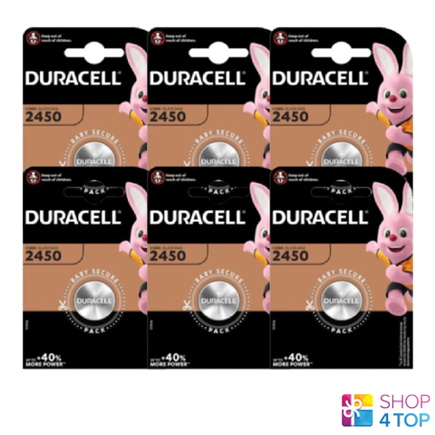 6x Duracell CR2450 3V Lithium Coin Batteries DL2450 BR2450 Button Cell