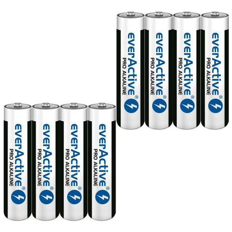 8x EverActive Pro AAA LR03 Alkaline Batteries 1.5V High Power Pack