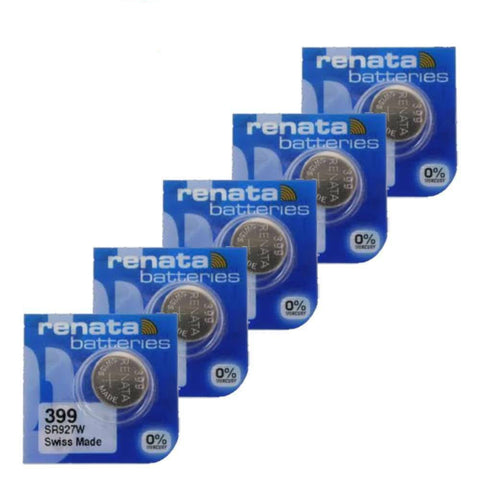 5x Renata 399 SR927W 1.55V Silver Oxide Watch Batteries Made in Switzerland
