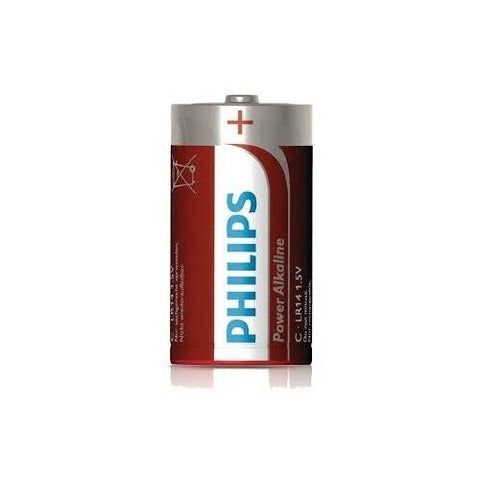 6x Philips Power Alkaline C LR14 1.5V Batteries for Toys & Electronics