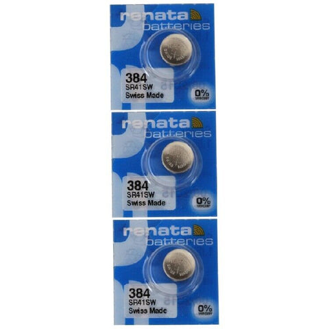 3 Renata 384 Silver Oxide Batteries 1.55V Cell Button Coin Sr41Sw Expiry 2025