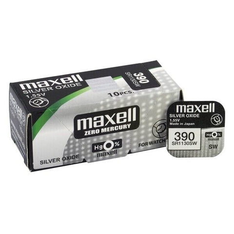 2x Maxell 390 389 SR1130SW Silver Oxide 1.55V Watch Batteries