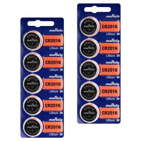 10x Murata CR2016 3V Lithium Coin Cell Batteries for Watch Calculator