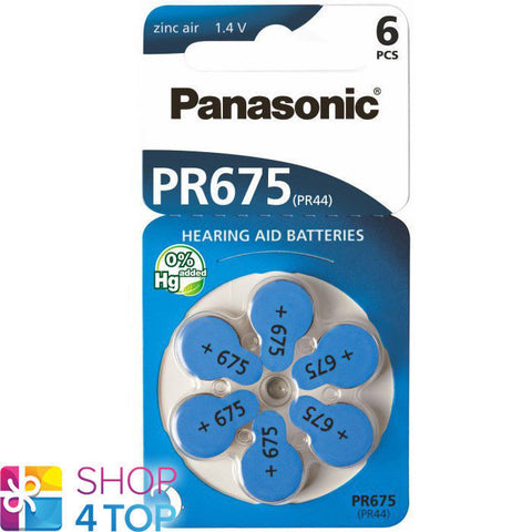 6 Panasonic Size 675 Pr44 Hearing Aid Batteries 1.4V Zinc Air No Mercury 2026