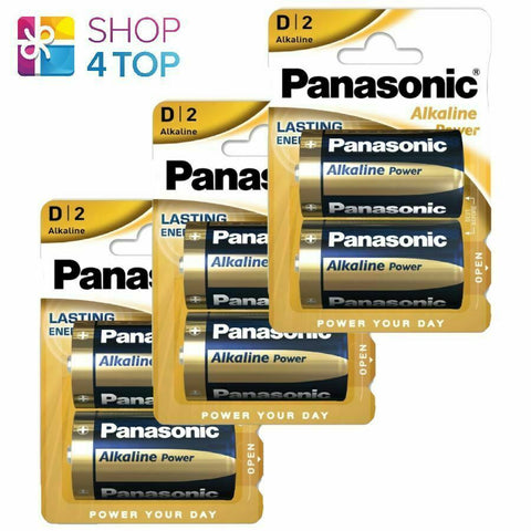 6 Panasonic Alkaline Power D Lr20 Batteries Blister 1.5V Mono R20 Mn1300 Am1 E95