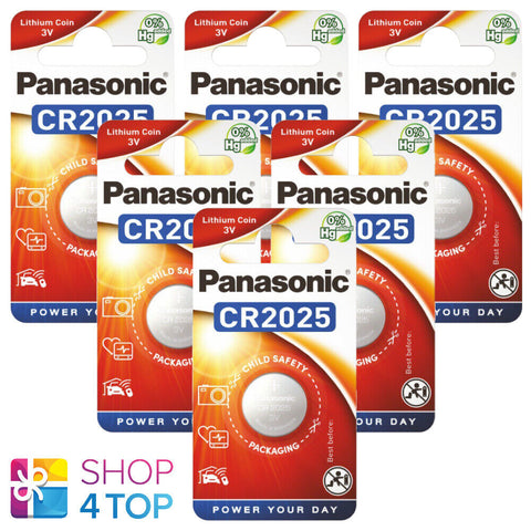 6 Panasonic Cr2025 Lithium Battery 3V Cell Coin Button 1Bl Blister Exp 2033 NEW