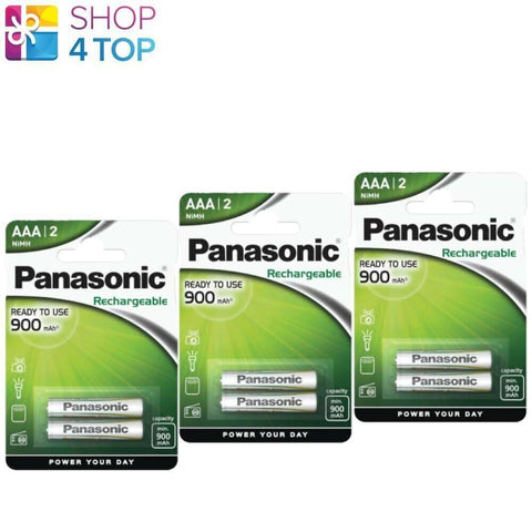 6x Panasonic AAA 900mAh NiMH Rechargeable Batteries 1.2V Ready to Use