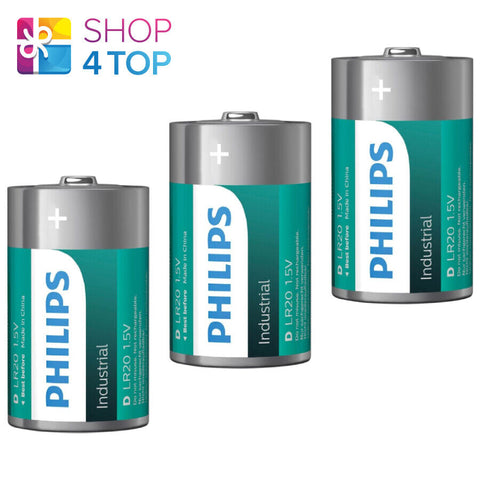 3 Philips Industrial Alkaline D Batteries 1.5V Lr20 Mono Bulk Exp 2031 NEW