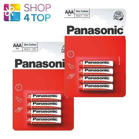 8x Panasonic AAA 1.5V Zinc Carbon LR03 R03 MN2400 Micro Batteries