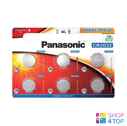 6 Panasonic Lithium Cr2032 Batteries 3V Coin Cell Power Rangers 6Bl Exp 2031 NEW