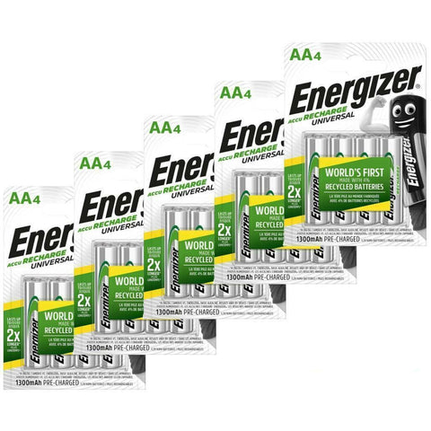 20x Energizer AA Rechargeable Batteries NiMH 1300mAh 1.2V HR6 Universal