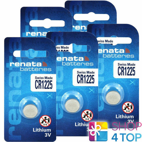 5x Renata CR1225 3V Lithium Coin Cell Batteries BR1225 Swiss Made