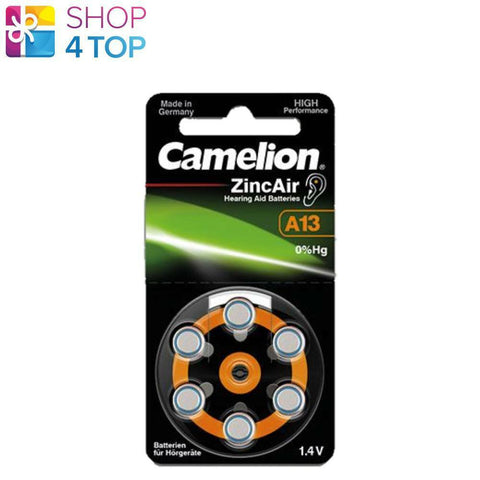 6 Camelion Size 13 Hearing Aid Batteries A13 Pr48 Da13 1.4V Zinc Air 6Bl NEW