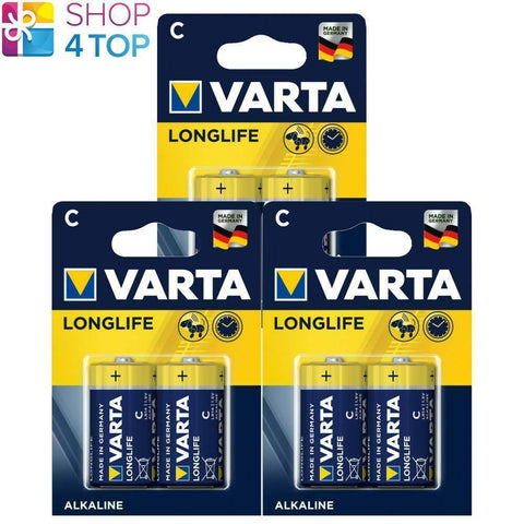 6 Varta Longlife C Lr14 Alkaline Batteries 1.5V Baby R14 Mn1400 E93 Exp 2029 NEW