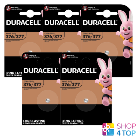 5x Duracell 377 376 SR626SW 1.5V Silver Oxide Watch Batteries
