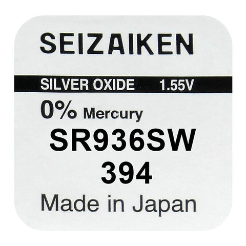 5x Seiko Seizaiken 394 SR936SW Silver Oxide Watch Batteries 1.55V