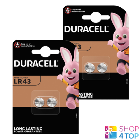 4 Duracell Alkaline Lr43 186 Batteries 1.5V G12 Exp 2028 NEW