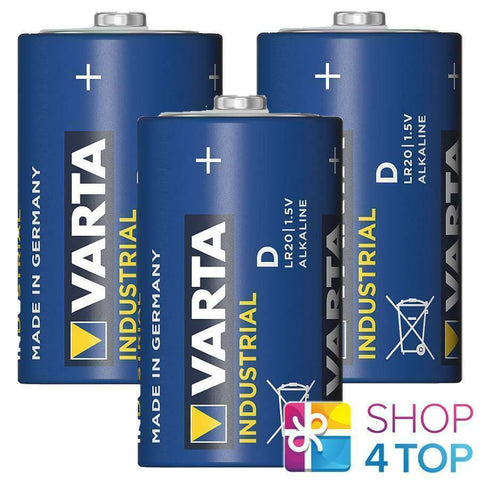 3x Varta Industrial D LR20 1.5V Alkaline Batteries Made in Germany